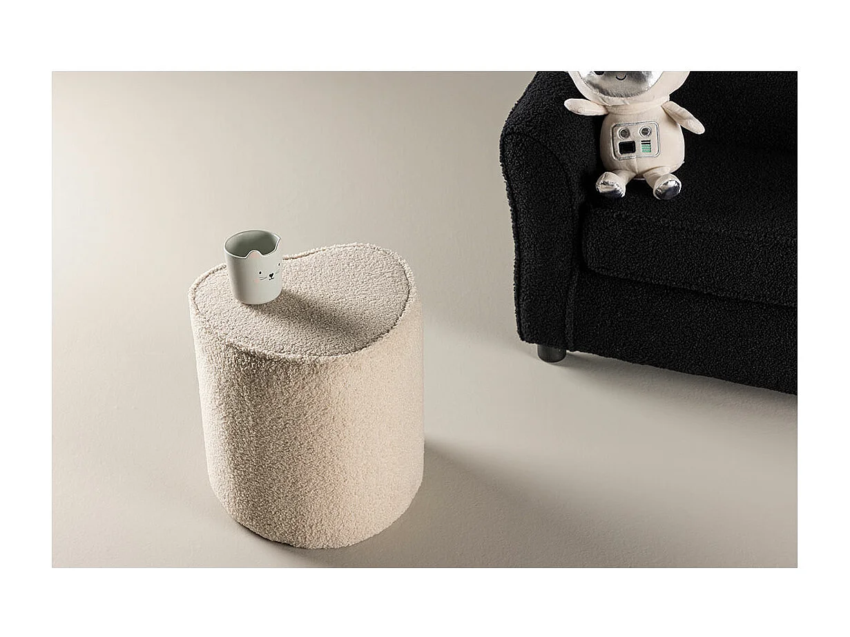 Heart pouf teddy pour enfants beige.