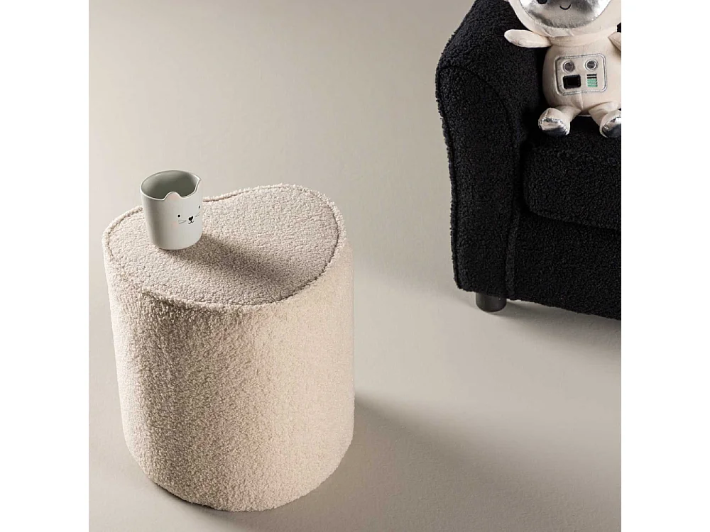 Heart Pouf Teddy für Kinder beige.