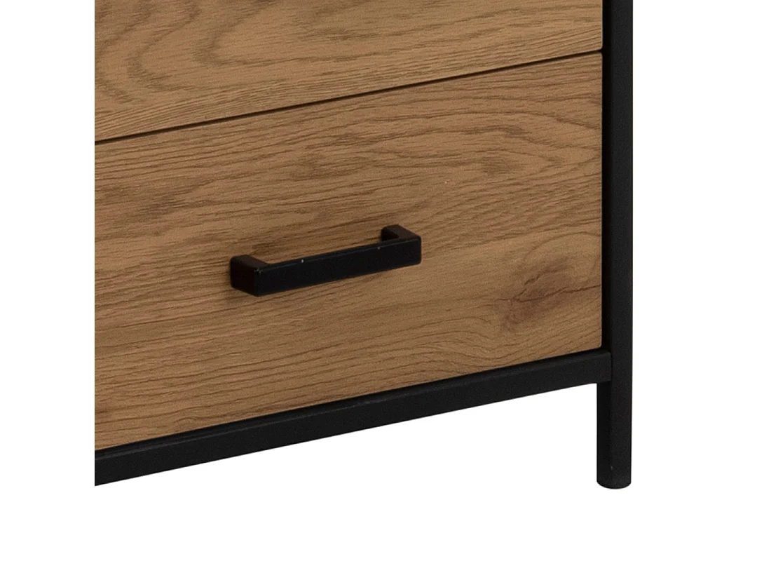 Sea wandkast 3 planken, 2 laden naturel, zwart.