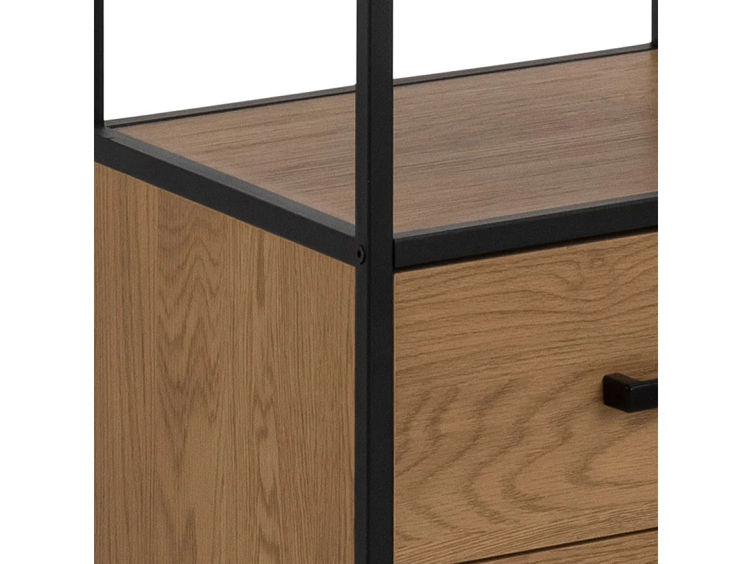 Sea wandkast 3 planken, 2 laden naturel, zwart.