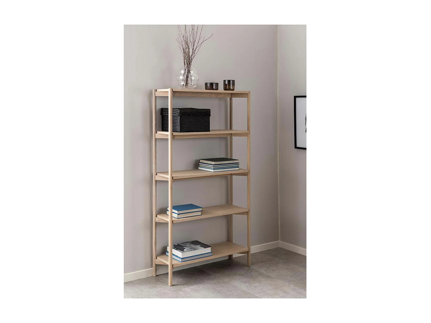 Oxford bibliothèque 4 tablettes plaqué chêne.