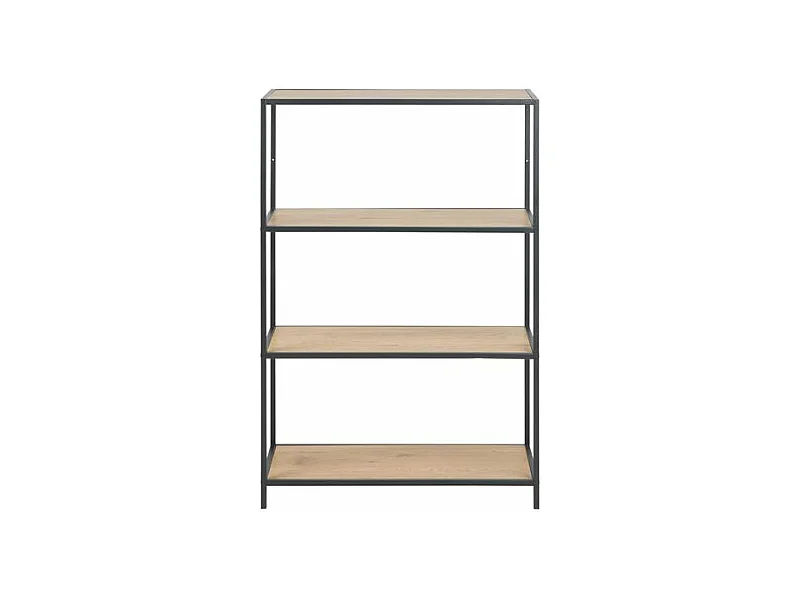 Sea Bücherregal mit 2 Ablagen in Wildeiche Dekor und schwarzen Metallgestell.