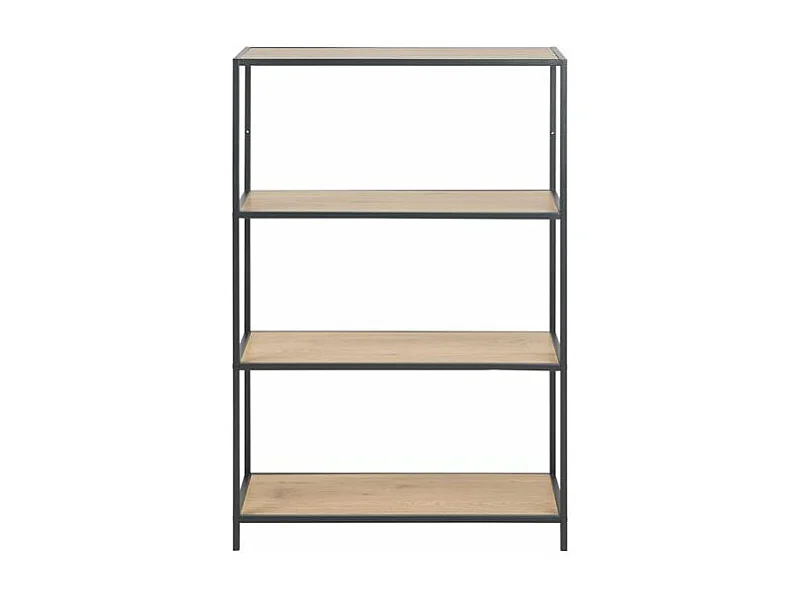 Sea Bibliothèque avec 2 tablettes de rangement, imitation chêne sauvage et cadre en métal noir.