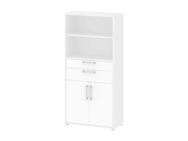 Prisme Büro Aufbewahrung 2 Türen, 2 Schubladen und 1 Ablage. Weiss.