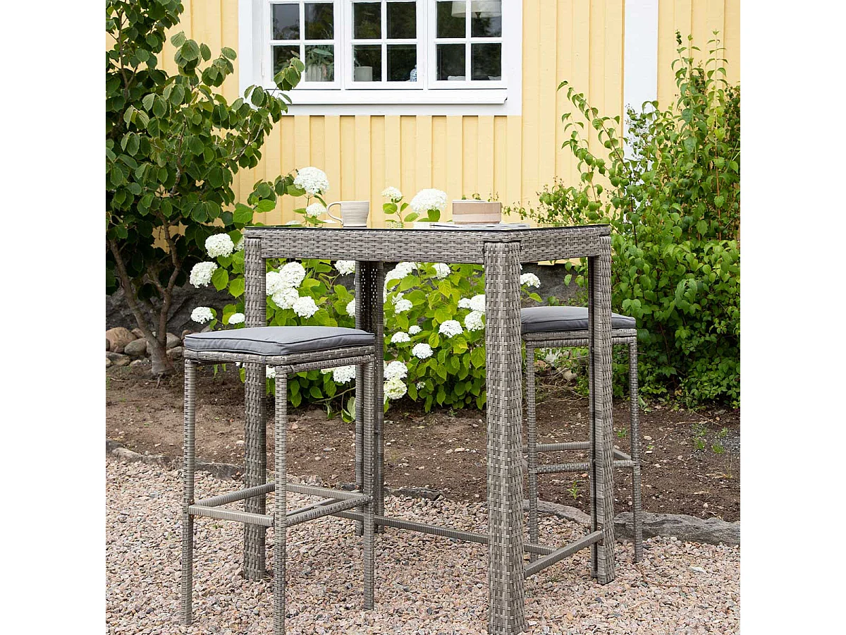 Alo tuin barstoel incl. kussen grijs.