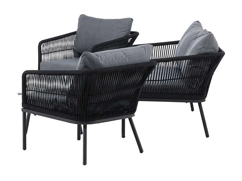 Salon de Jardin "Lindos" 134cm Noir & Gris