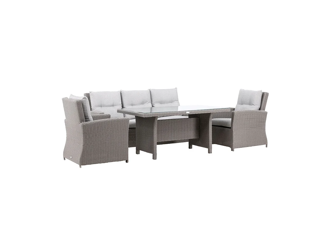 Salon Repas de Jardin 5 Places "Brentwood" 186cm Gris