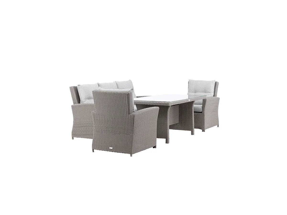 Salon Repas de Jardin 5 Places "Brentwood" 186cm Gris