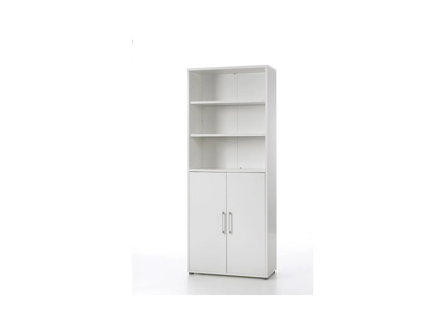 Prisme Armoire de bureau 2 tablettes de rangement, 2 portes, blanc.