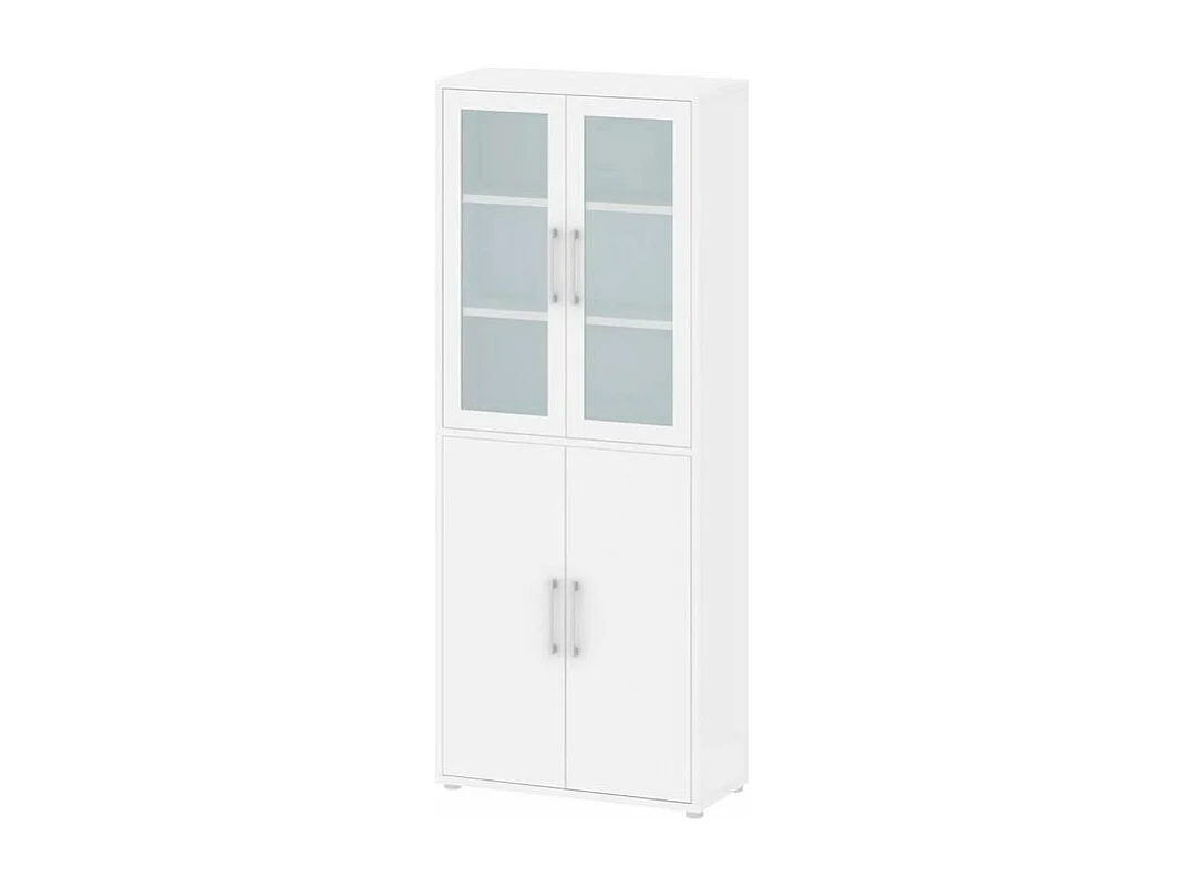 Prisme Armoire de bureau 2 portes vitrées, 2 portes, blanc.