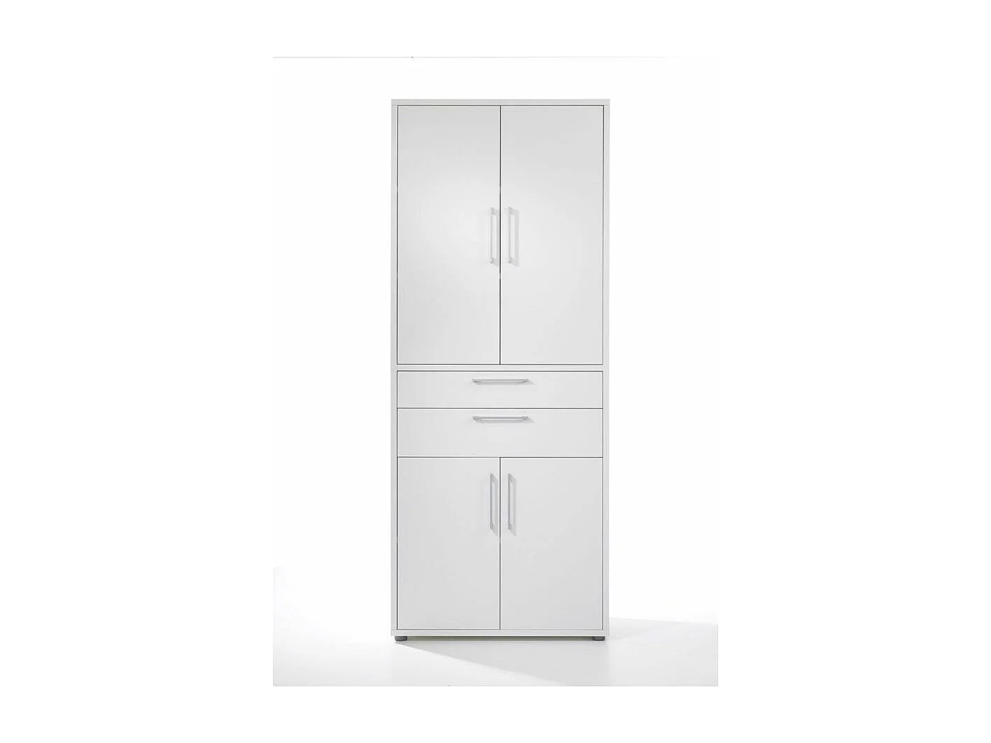 Prisme Armoire de bureau 4 portes, 2 tiroirs, blanc.