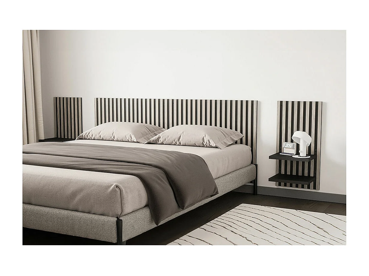 Avignon Nachttisch 1 Regal für Wandpaneel schwarz.