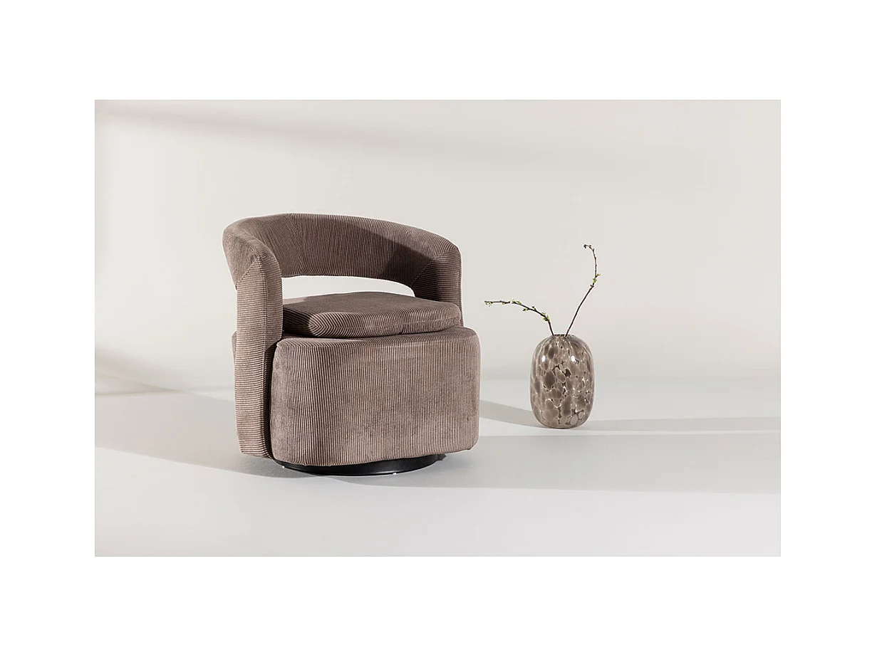 Fauteuil Design en Tissu "Laurel" 75cm Marron
