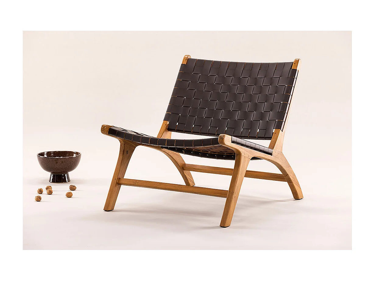Rike fauteuil cuir PU marron.