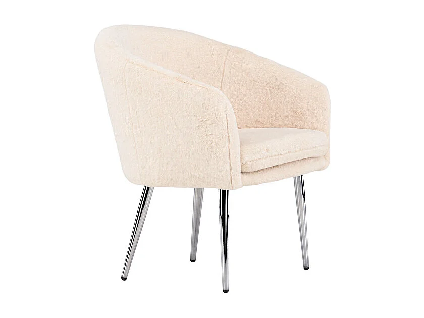 Fauteuil Effet Fourrure "Wanda" 77cm Beige