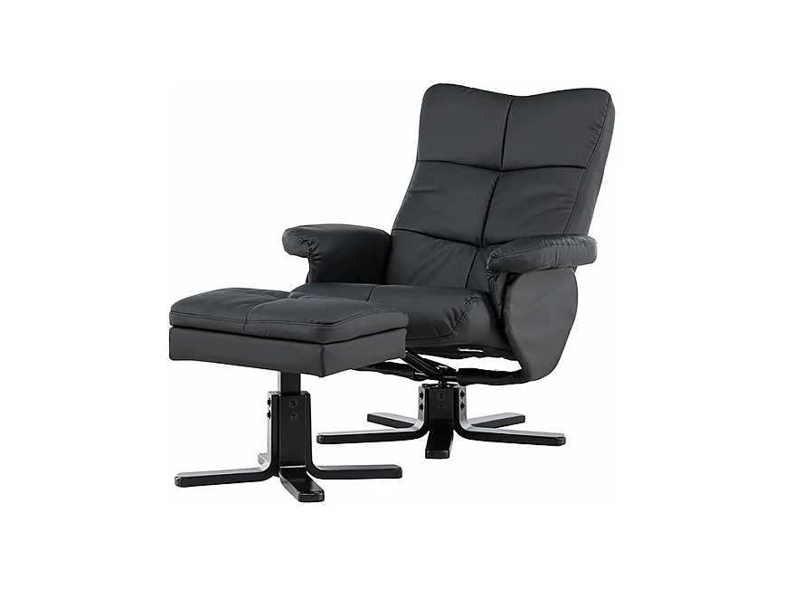 Fauteuil de Relaxation & Pouf "Sven" 101cm Noir