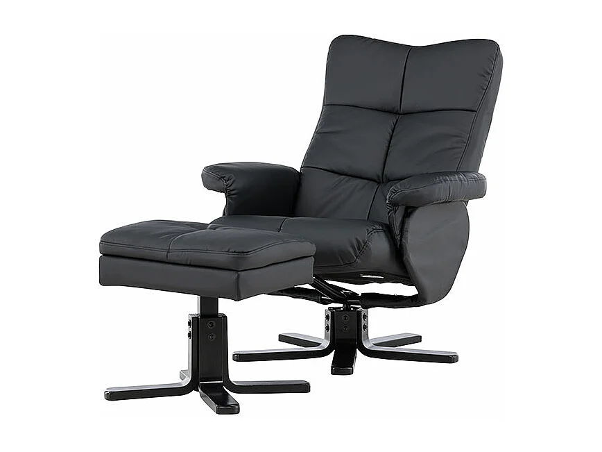 Fauteuil de Relaxation & Pouf "Sven" 101cm Noir