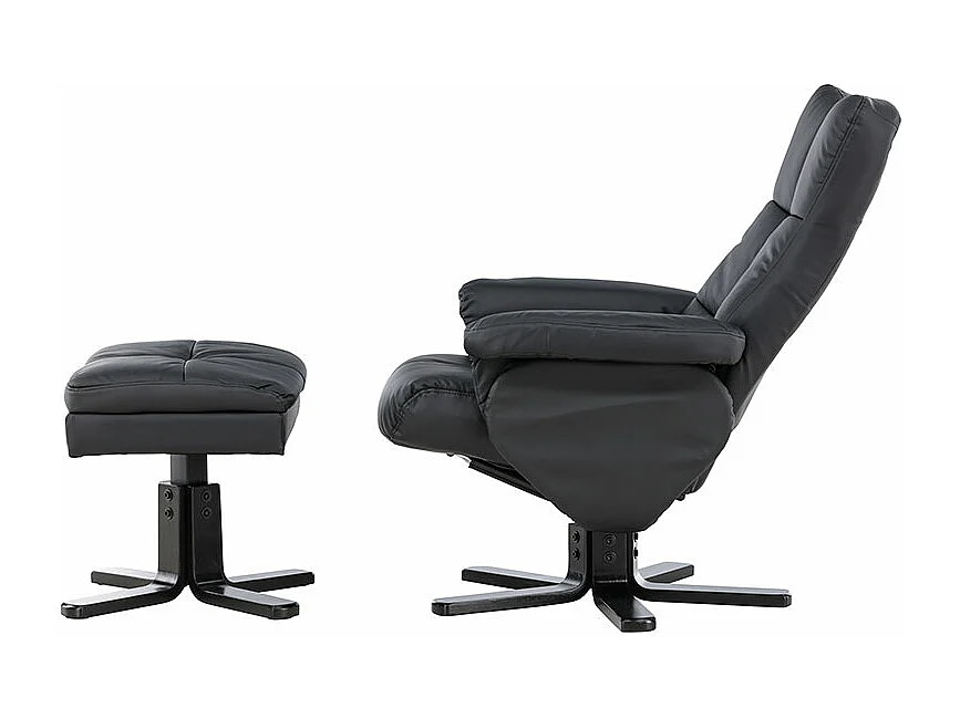 Fauteuil de Relaxation & Pouf "Sven" 101cm Noir