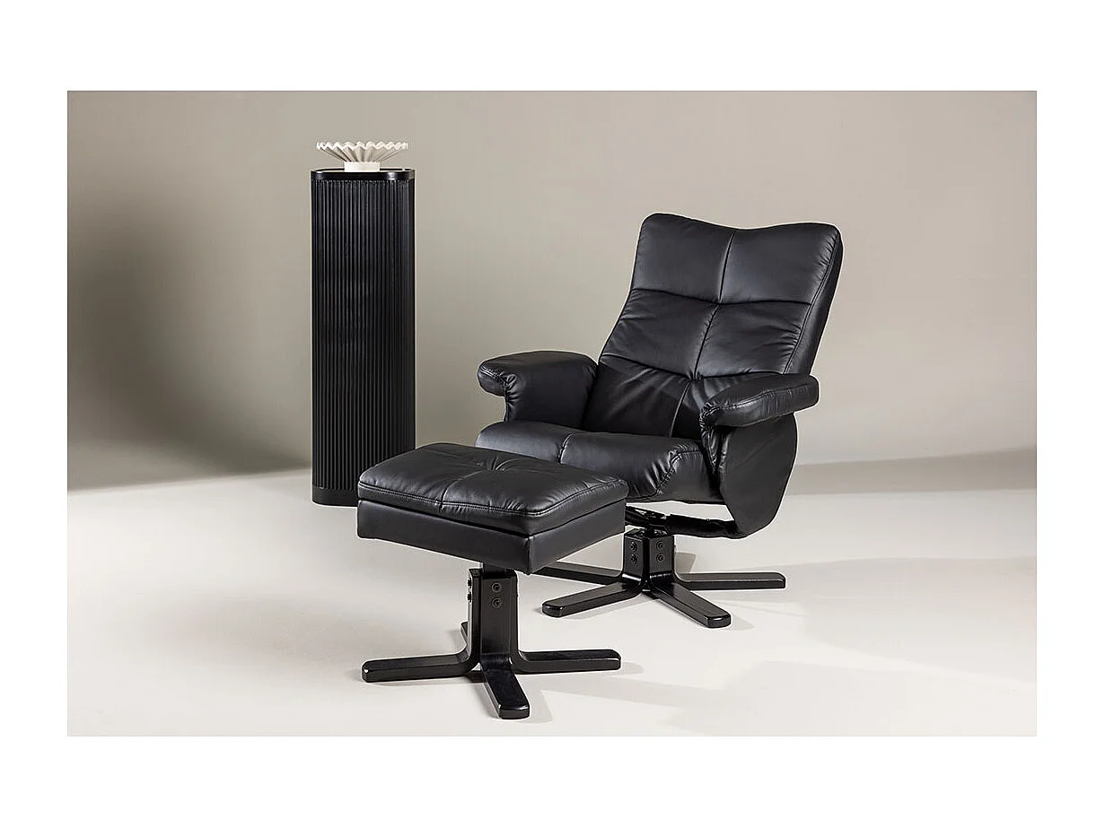 Fauteuil de Relaxation & Pouf "Sven" 101cm Noir