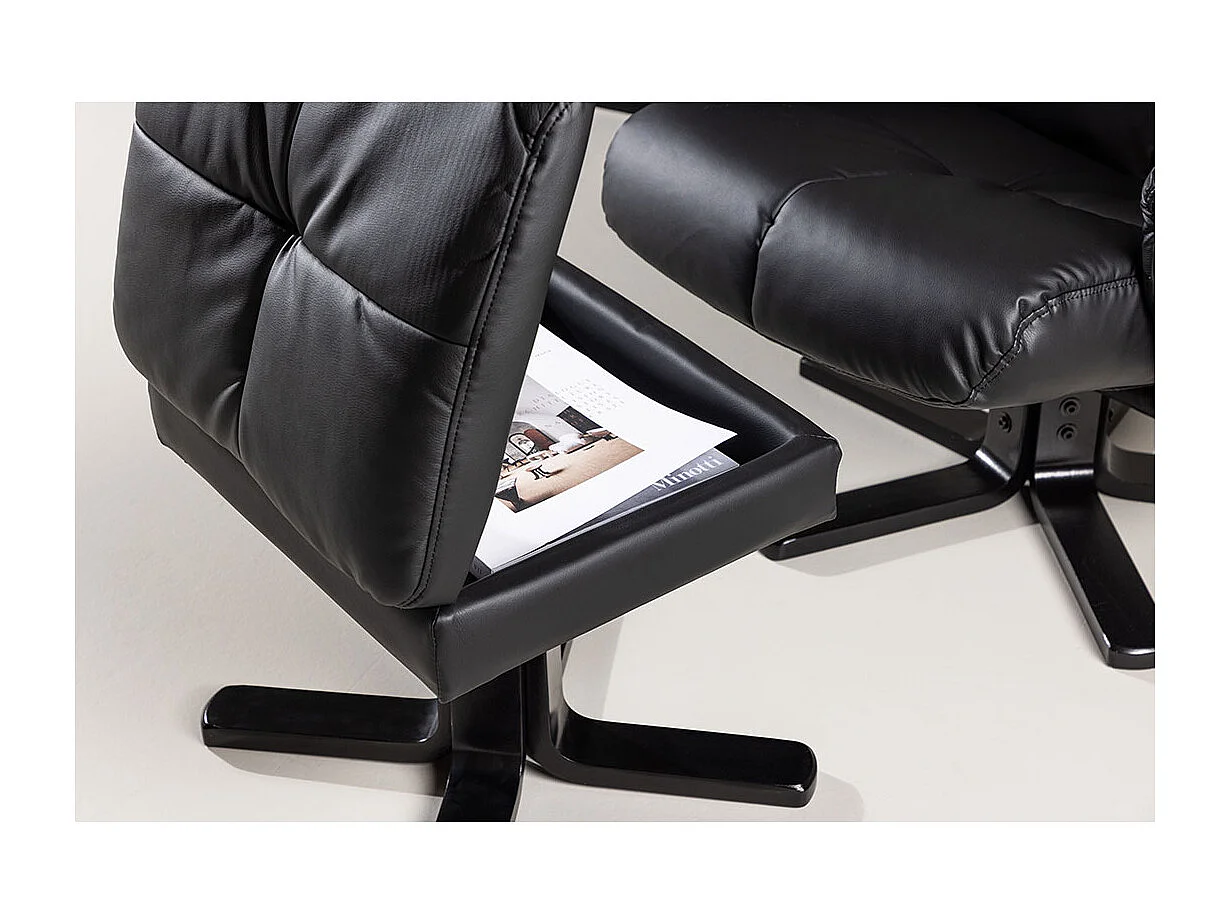 Fauteuil de Relaxation & Pouf "Sven" 101cm Noir