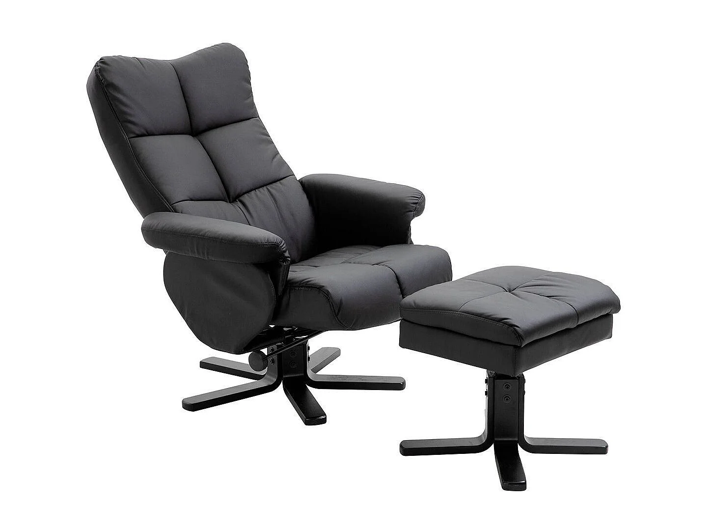 Fauteuil de Relaxation & Pouf "Sven" 101cm Noir