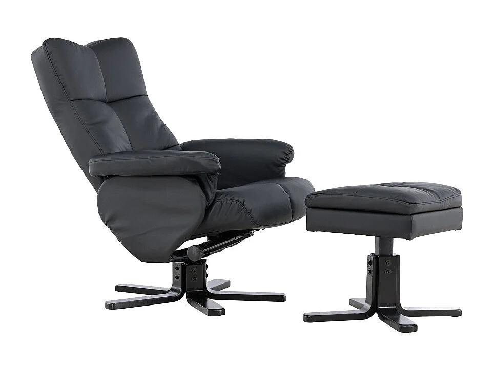 Fauteuil de Relaxation & Pouf "Sven" 101cm Noir