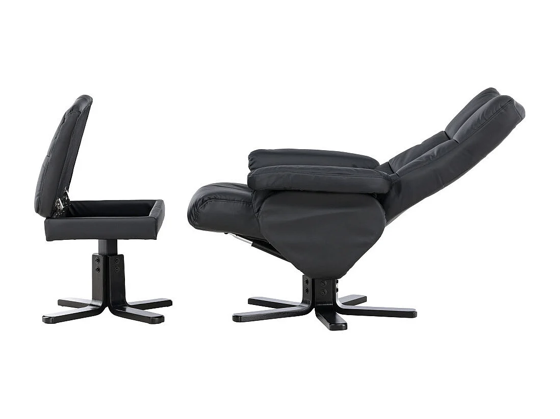 Fauteuil de Relaxation & Pouf "Sven" 101cm Noir