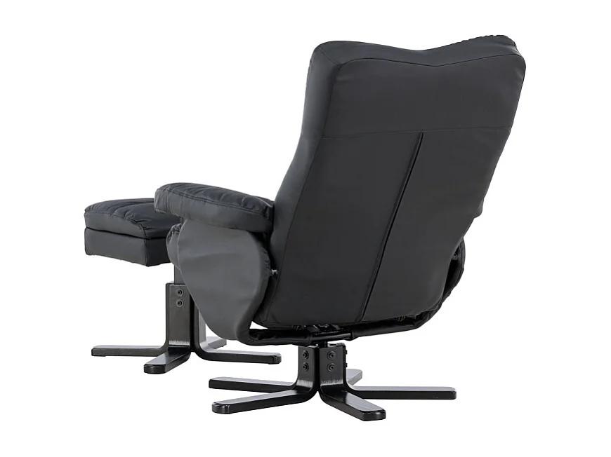 Fauteuil de Relaxation & Pouf "Sven" 101cm Noir