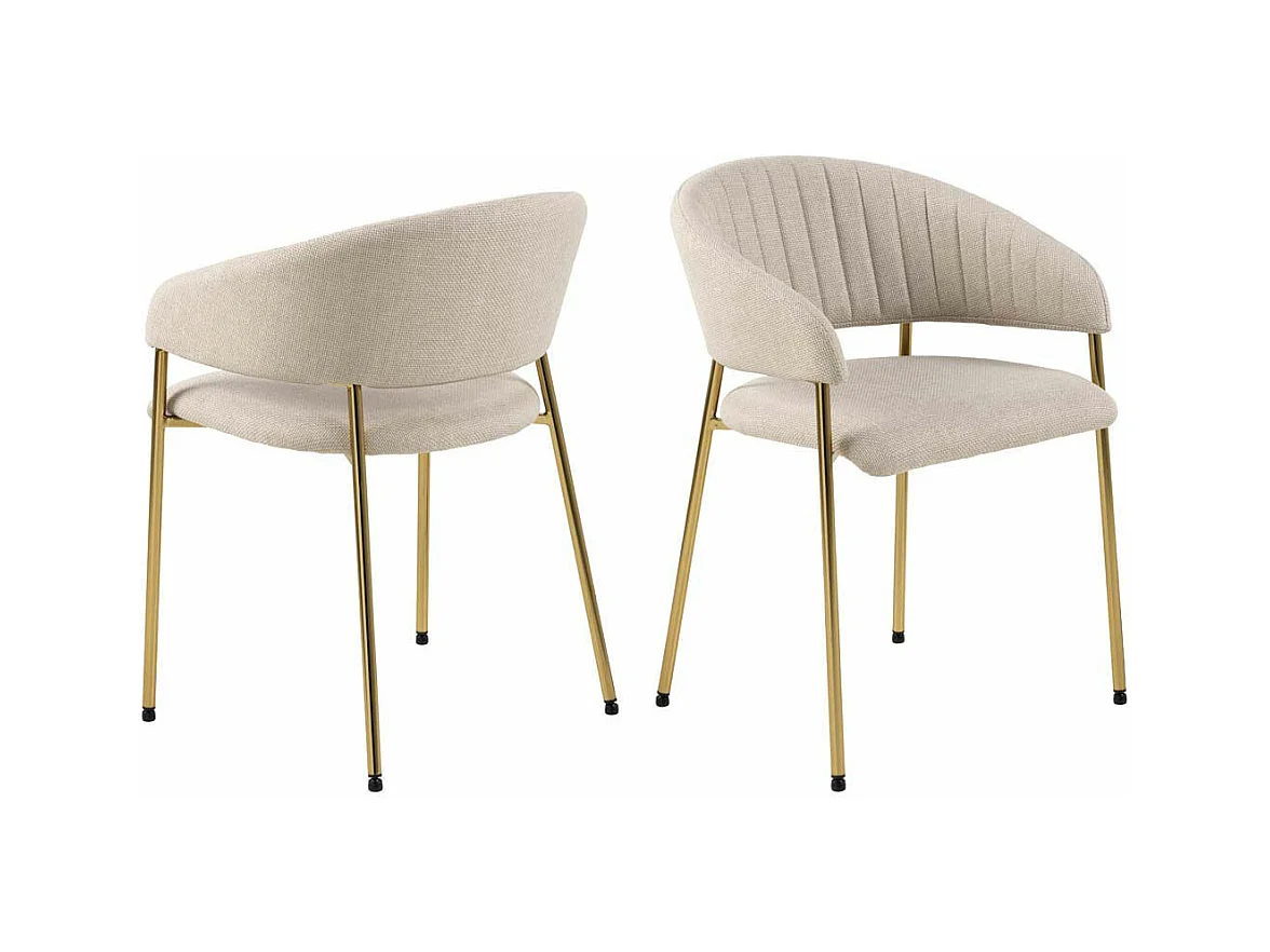 Sedia da pranzo Ann con braccioli beige.
