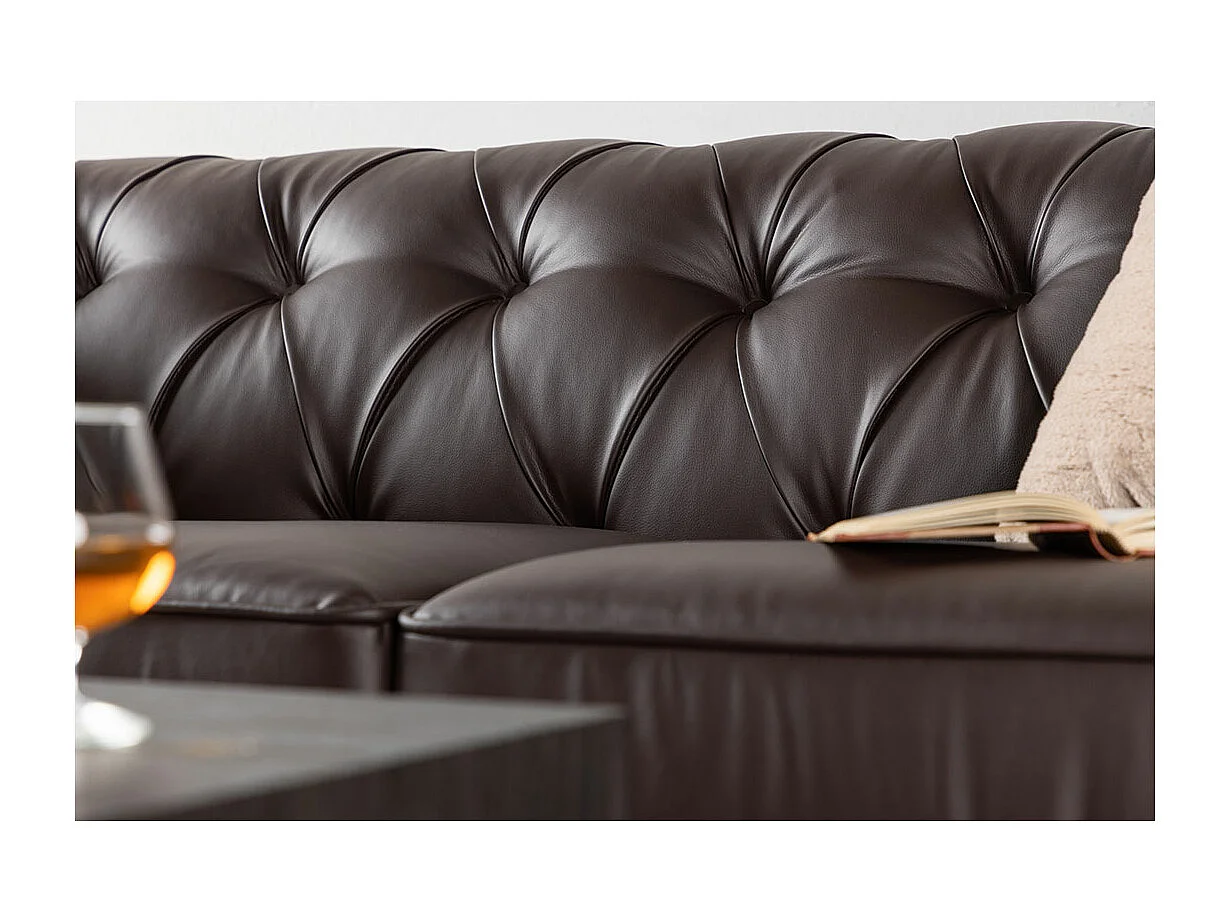 Ätran bank 3-zits PU kunstleer bruin.