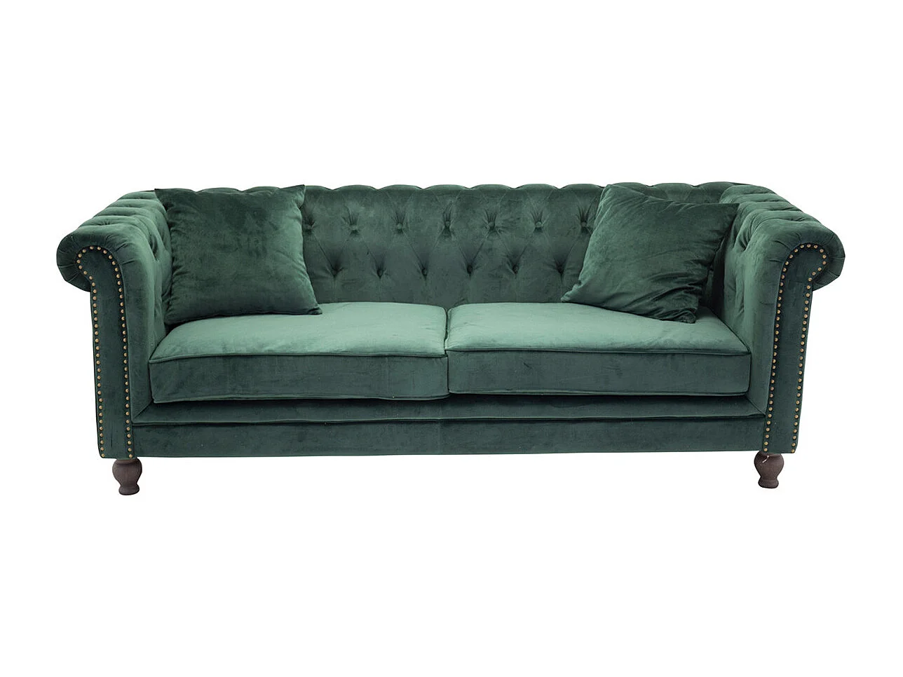 Canapé 3 Places en Velours "Chesterfield" 217cm Vert