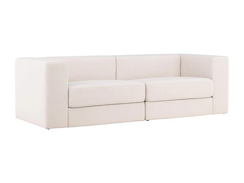 Canapé 3 Places Effet Lin "Lumi" 238cm Blanc