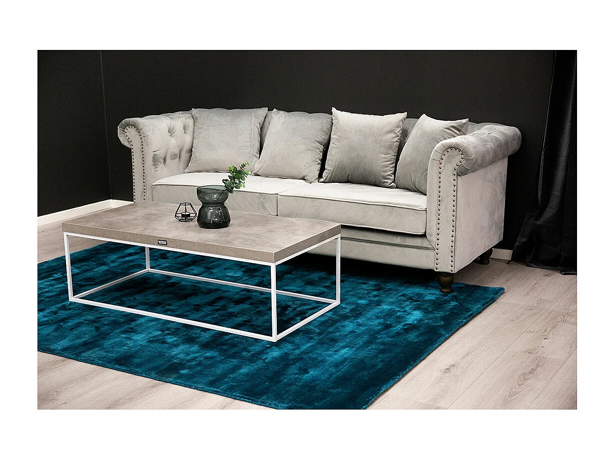 Canapé 3 Places en Velours "Chesterfield" 217cm Gris Clair