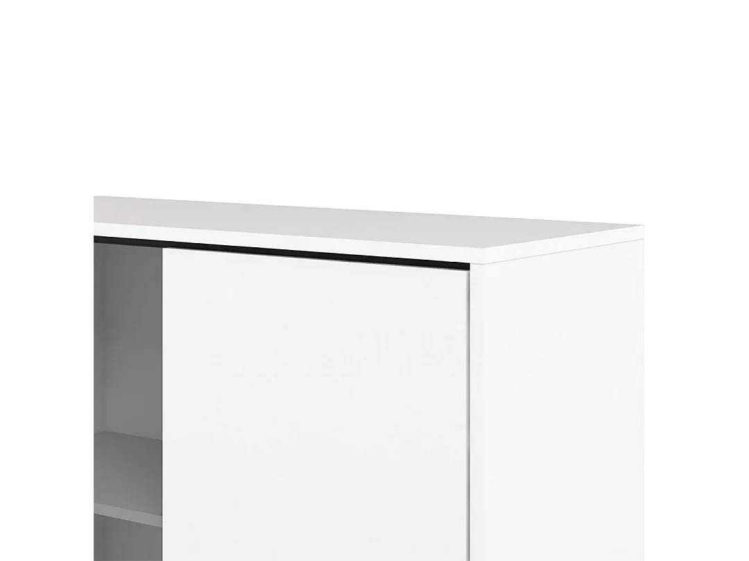 Rye Armoire vitrine, 1 porte vitrée, 1 porte, 1 tiroir, blanc mat.