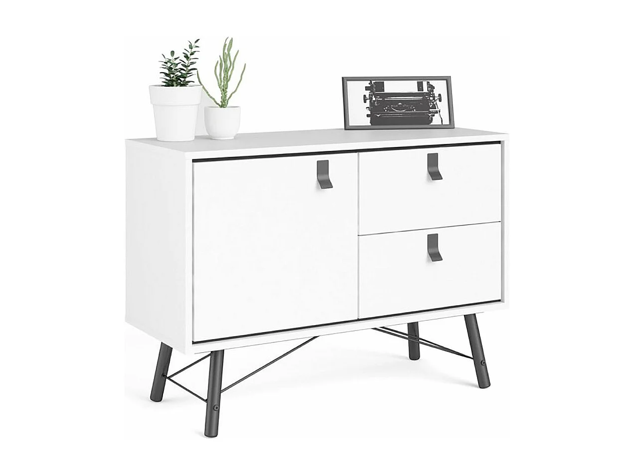 Rye dressoir 1 deur, 2 lades mat wit.