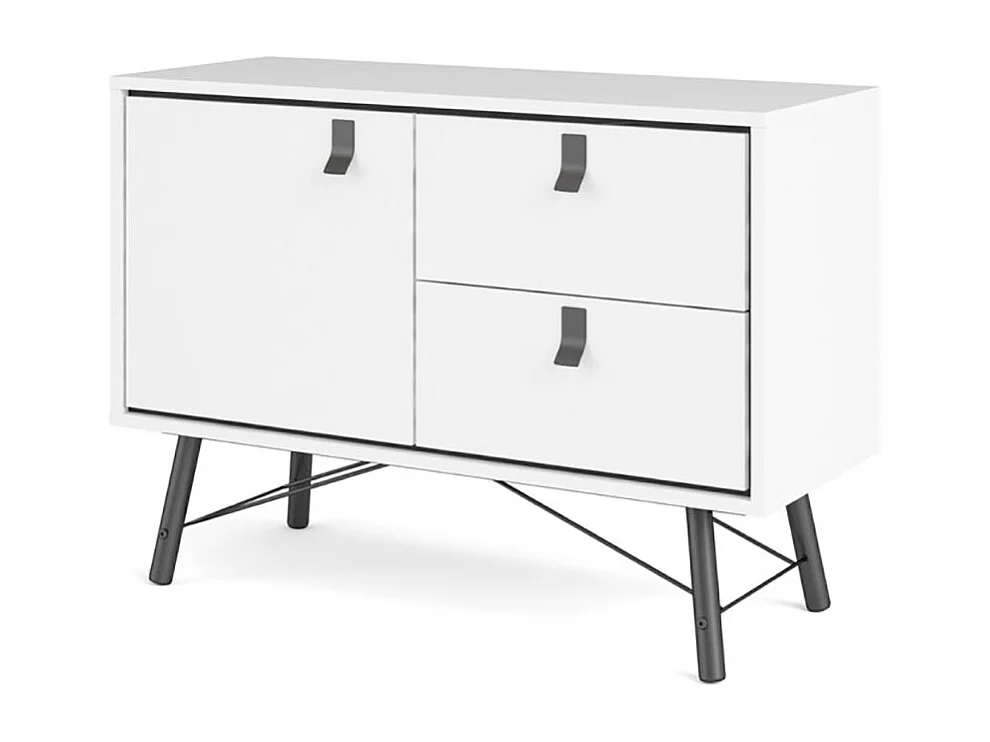 Credenza Rye 1 anta, 2 cassetti bianco opaco.