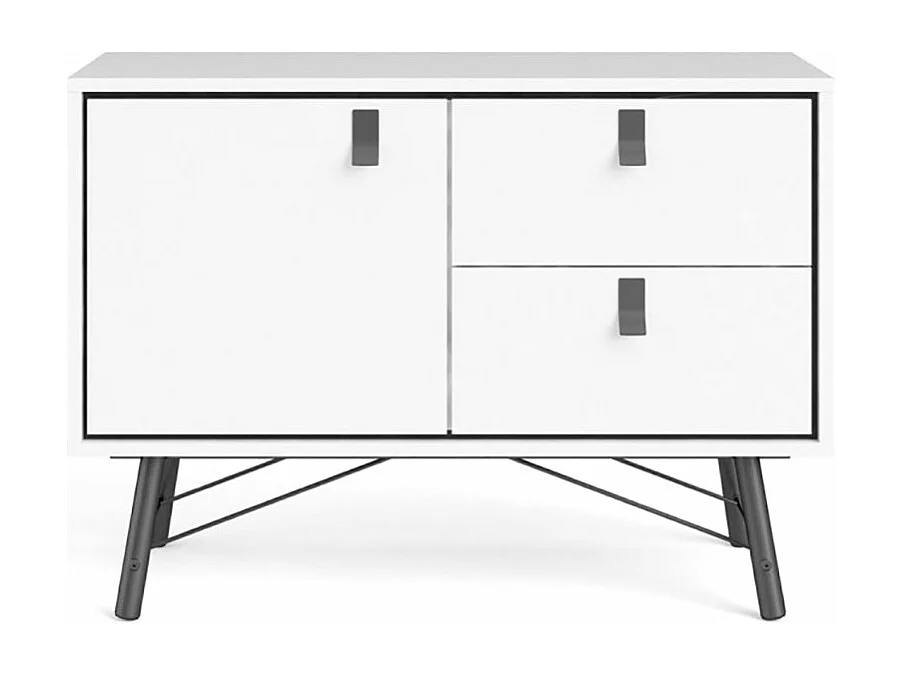 Credenza Rye 1 anta, 2 cassetti bianco opaco.
