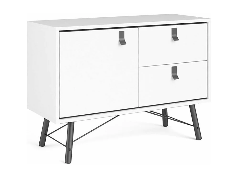 Credenza Rye 1 anta, 2 cassetti bianco opaco.