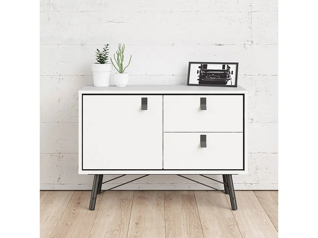 Credenza Rye 1 anta, 2 cassetti bianco opaco.