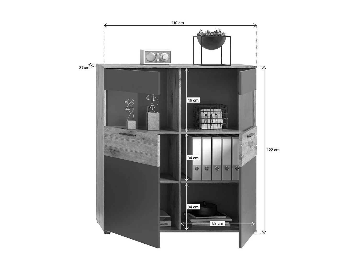 Mason dressoir 2 deuren eik decor.