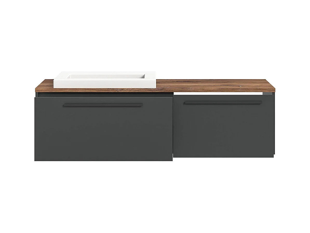 Ramon meuble sous lavabo 140cm 2 tiroirs gris,chêne décor.