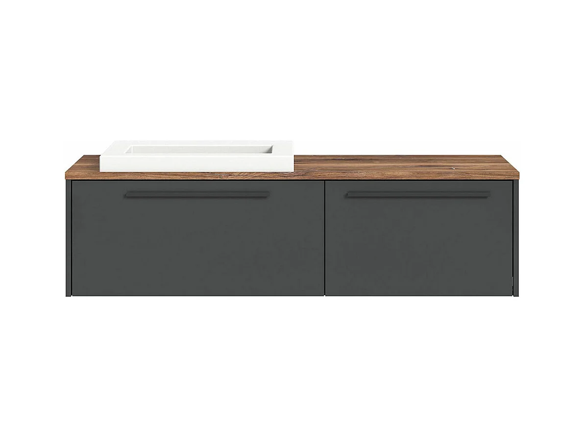Ramon meuble sous lavabo 140cm 2 tiroirs gris,chêne décor.