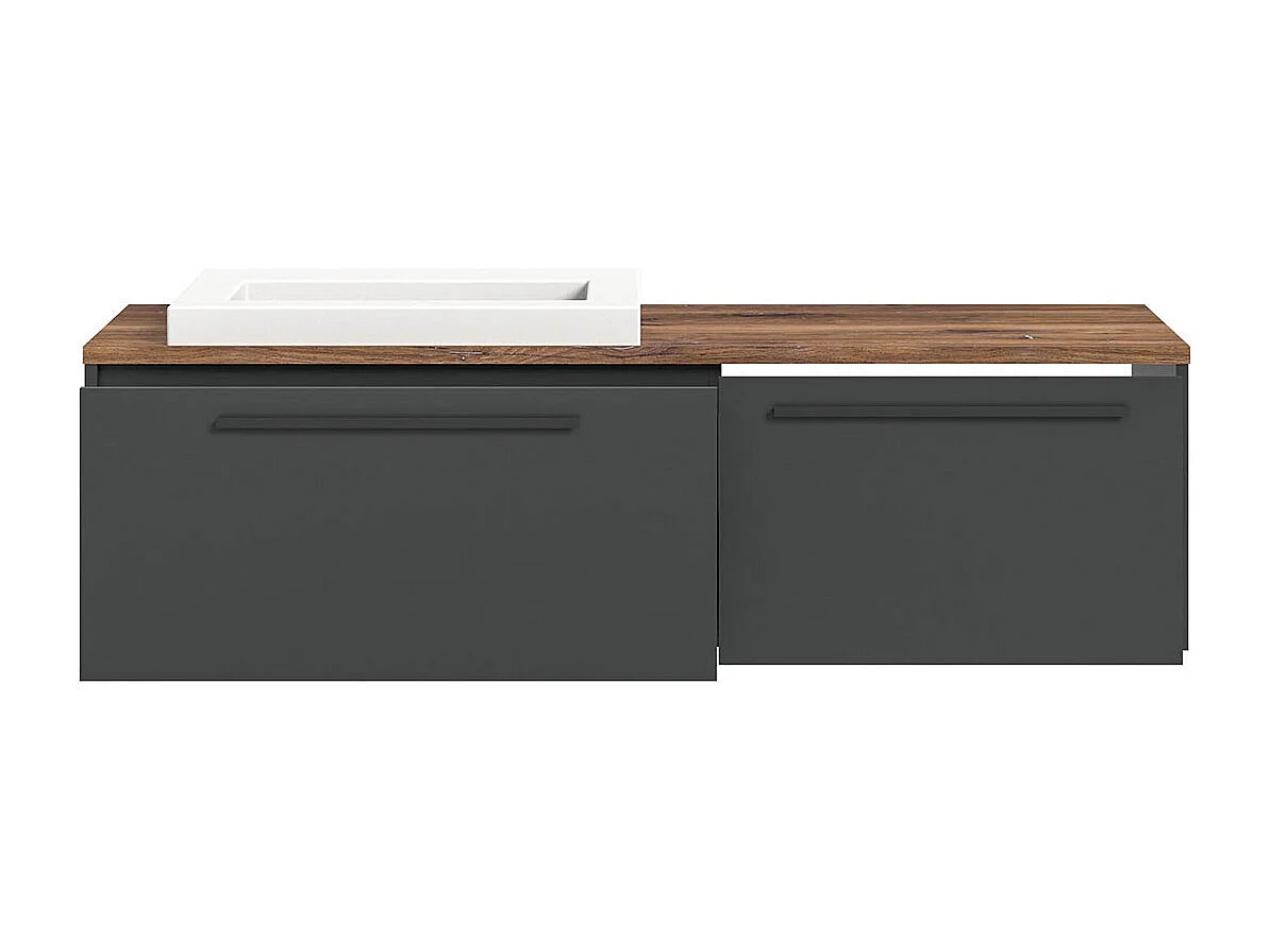 Ramon wastafel 140cm 2 laden grijs,eik decor.