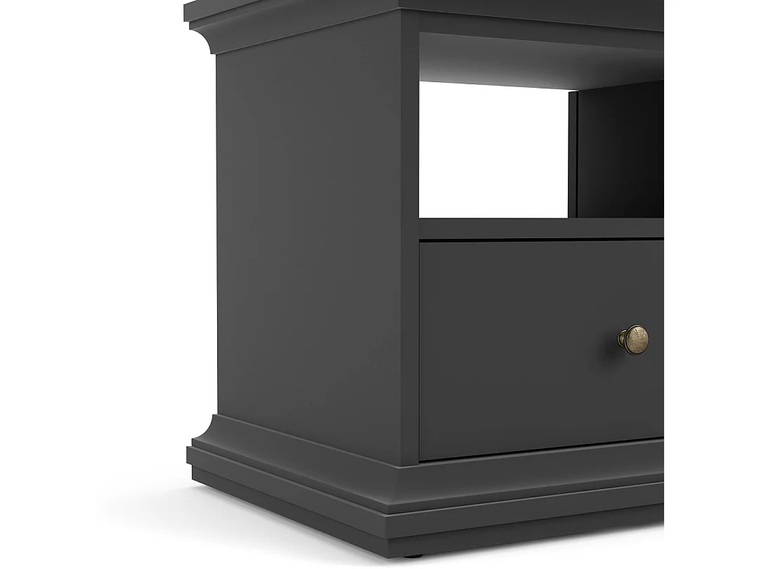 Venedig TV Tisch 2 Schubladen und 2 Fächer matt grau.