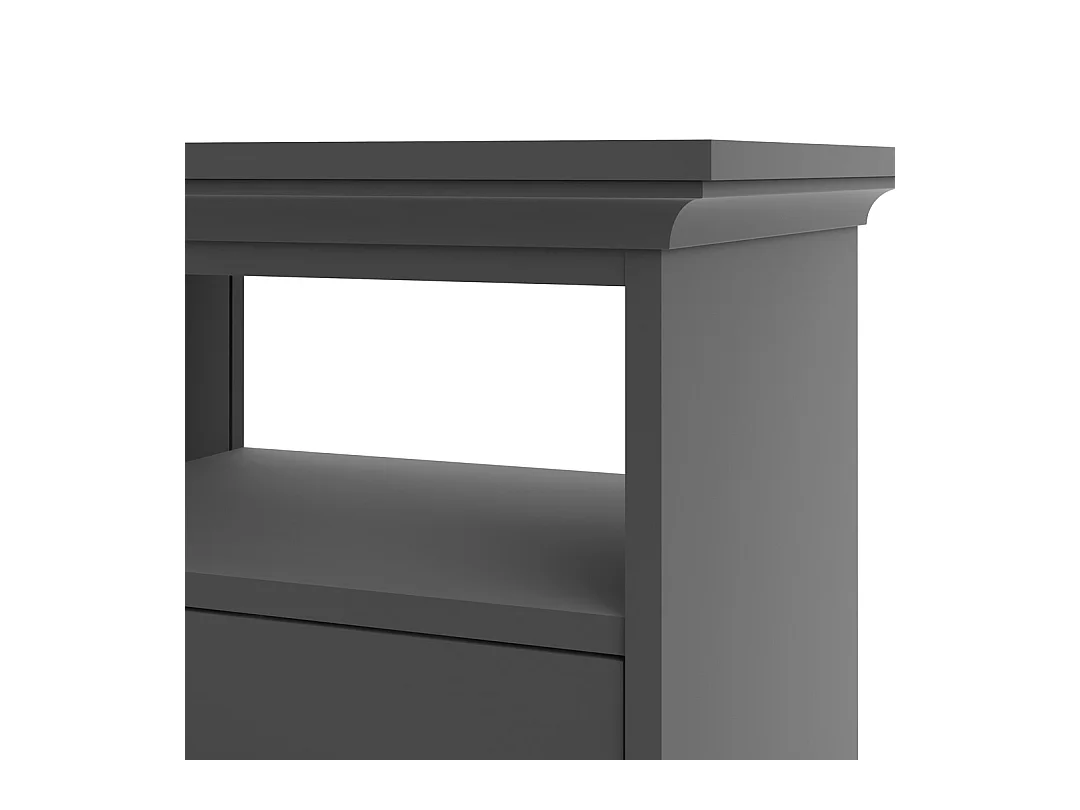 Venedig Meuble TV 2 tiroirs et 2 espaces de rangement, gris mat.