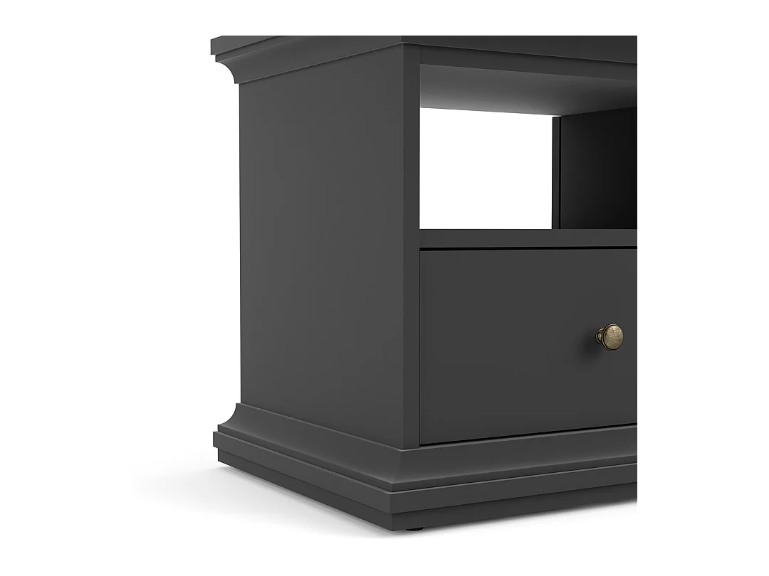 Venedig Meuble TV 2 tiroirs et 2 espaces de rangement, gris mat.