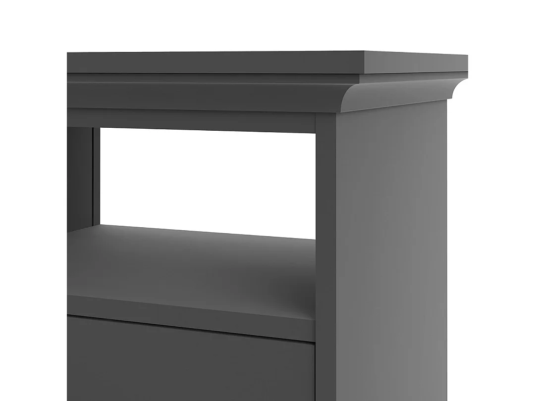 Venedig Meuble TV 2 tiroirs et 2 espaces de rangement, gris mat.