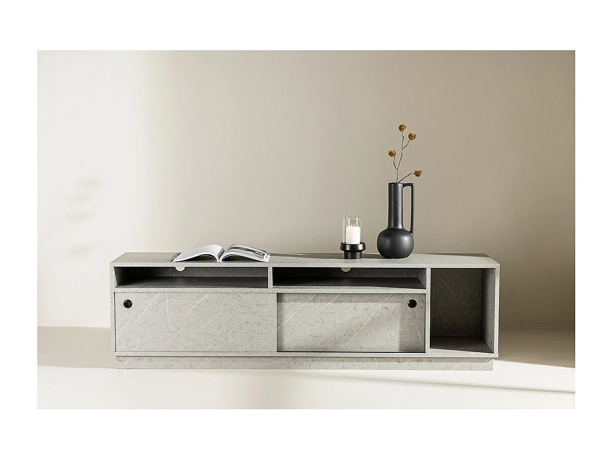 Girona TV-meubel 2 deuren, 3 planken grijs.