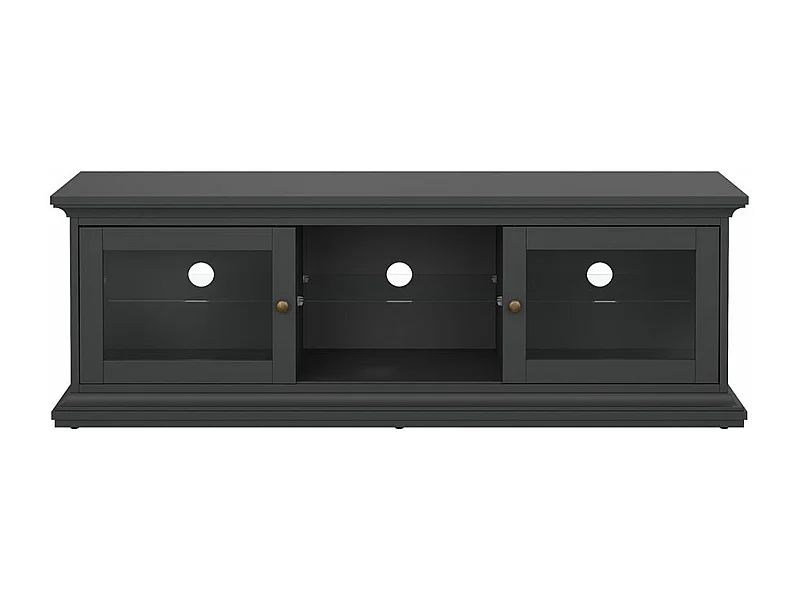 Venedig TV Tisch 2 Glastüren und 1 Glasboden matt grau.