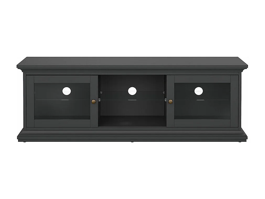 Venedig TV-meubel 2 glazen deuren en 1 glazen legger mat grijs.